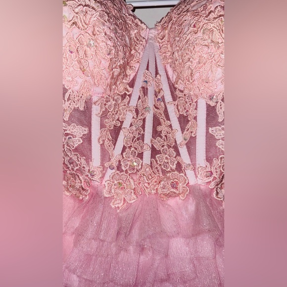 Kiss prom Pink Lace Bustier Tulle Party Dress size 4 nwt prom - Picture 5 of 8